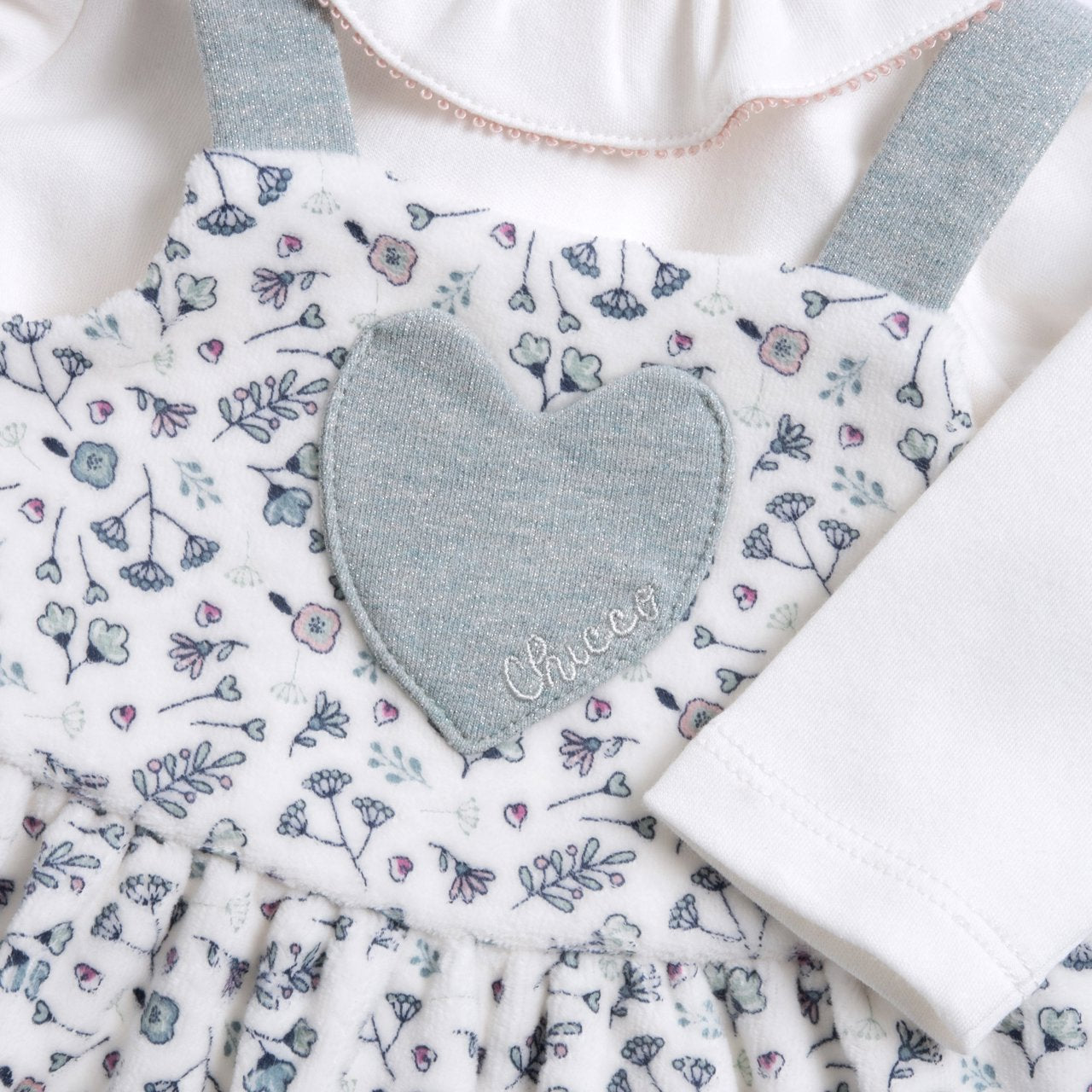 Chicco Salopette In Ciniglia E Body In Cotone