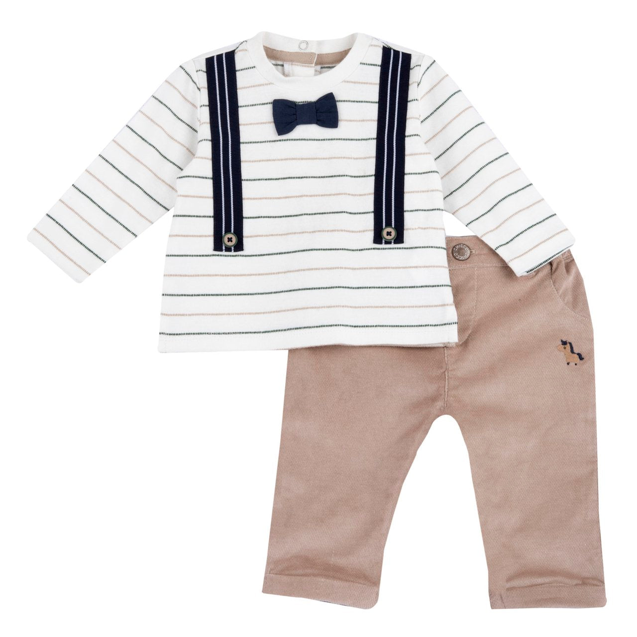 Chicco Completo Maglietta E Pantalone In Velluto Elasticizzato
