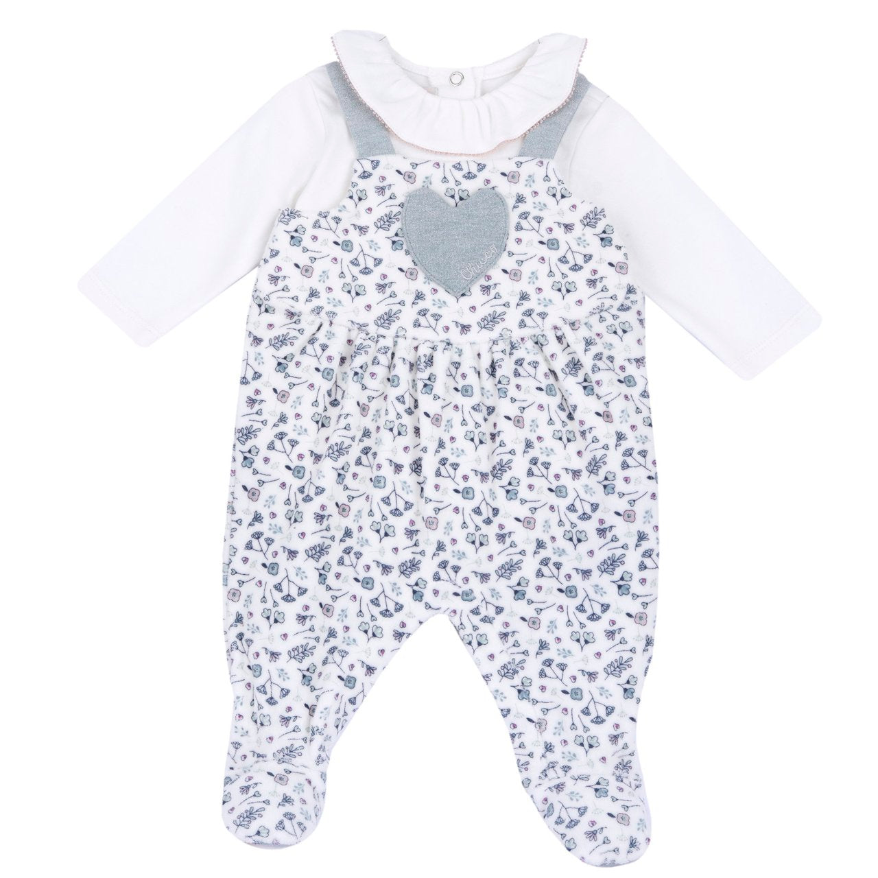 Chicco Salopette In Ciniglia E Body In Cotone