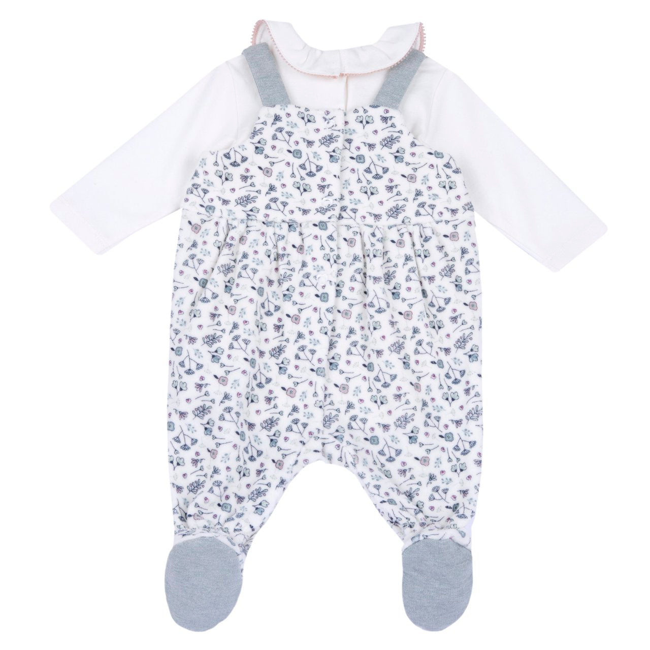 Chicco Salopette In Ciniglia E Body In Cotone