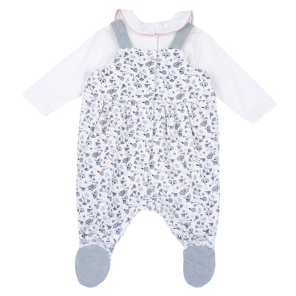 Chicco Salopette In Ciniglia E Body In Cotone