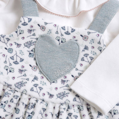 Chicco Salopette In Ciniglia E Body In Cotone