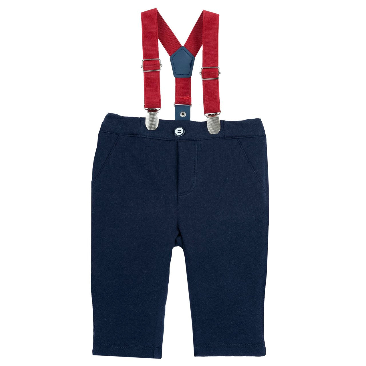 Chicco Completo Camicia Felpata E Pantalone Con Bretelle