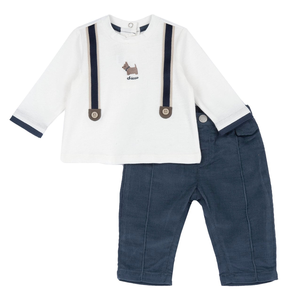 Chicco Completo Maglietta E Pantaloni In Velluto
