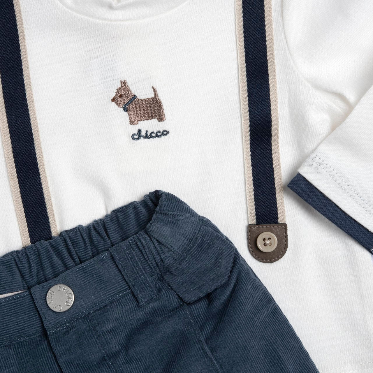 Chicco Completo Maglietta E Pantaloni In Velluto