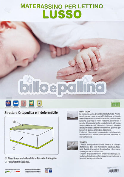 Materasso Lettino Lusso 60x125 Cm Altezza 13 Cm