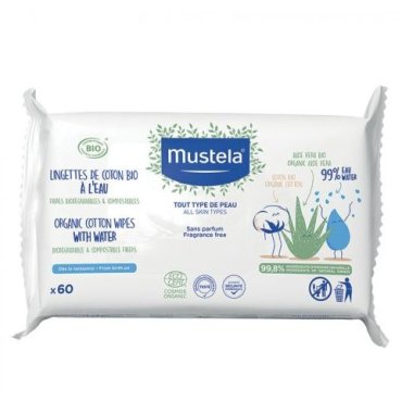 Salviette all'acqua in cotone Bio Mustela 60pz